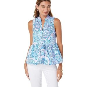 Lilly Pulitzer Commotion in the Ocean Novella Ruffle Hem Top